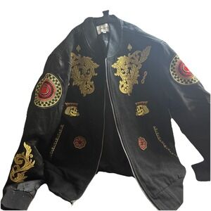 REASON Bomber Jacket SKULL BONES Wool‎ And SATIN Sleeve